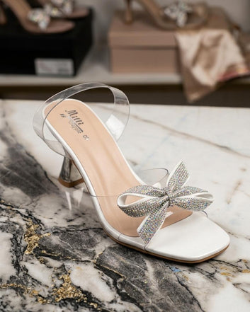 Pearl White Crystal Bow Heels